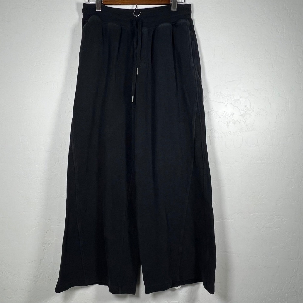 Aerie Womens Black Wide Leg Lounge Pants High Rise Drawstring Sweatpants Size M